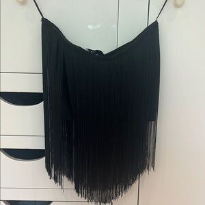 Zara Elegant Black Fringe Top